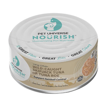 Pet Universe Nourish 海捕吞拿魚+吞拿魚籽 (化毛球配方) 貓罐頭 70g （肉汁系列）