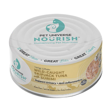 Pet Universe Nourish 海捕吞拿魚+蟹栁棒 (抗炎尿道配方) 貓罐頭 70g （肉汁系列）