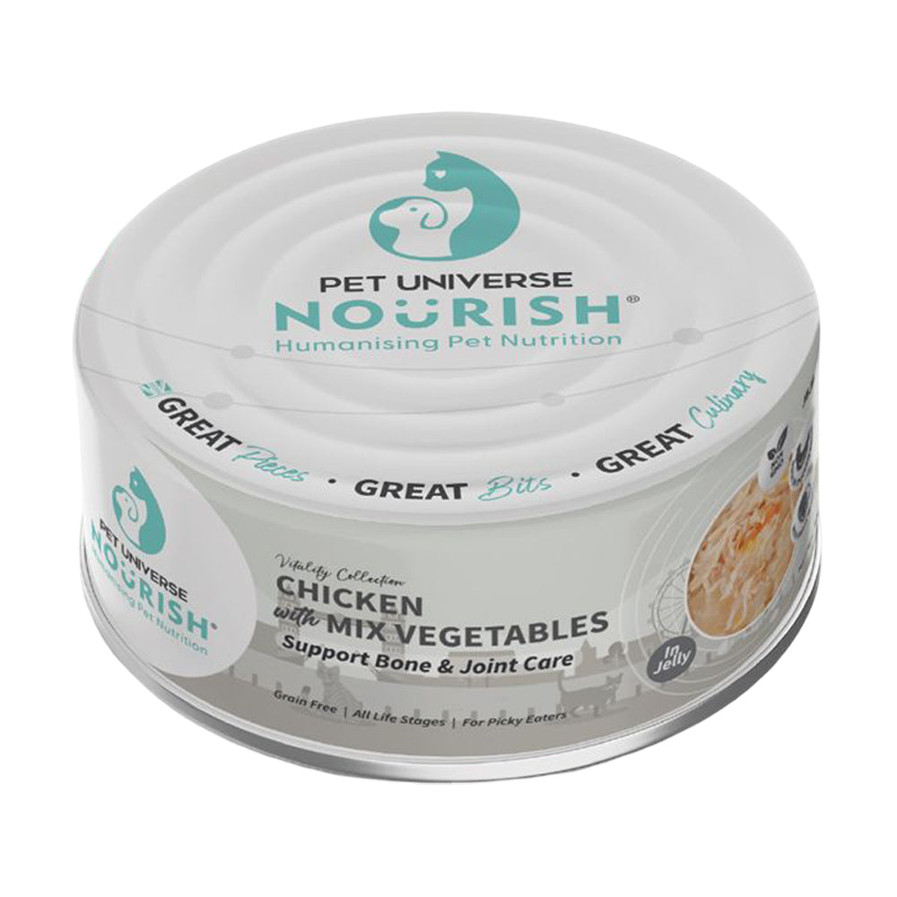 Pet Universe Nourish 雞肉+蔬菜 (骨骼配方) 貓罐頭 70g （果凍系列）