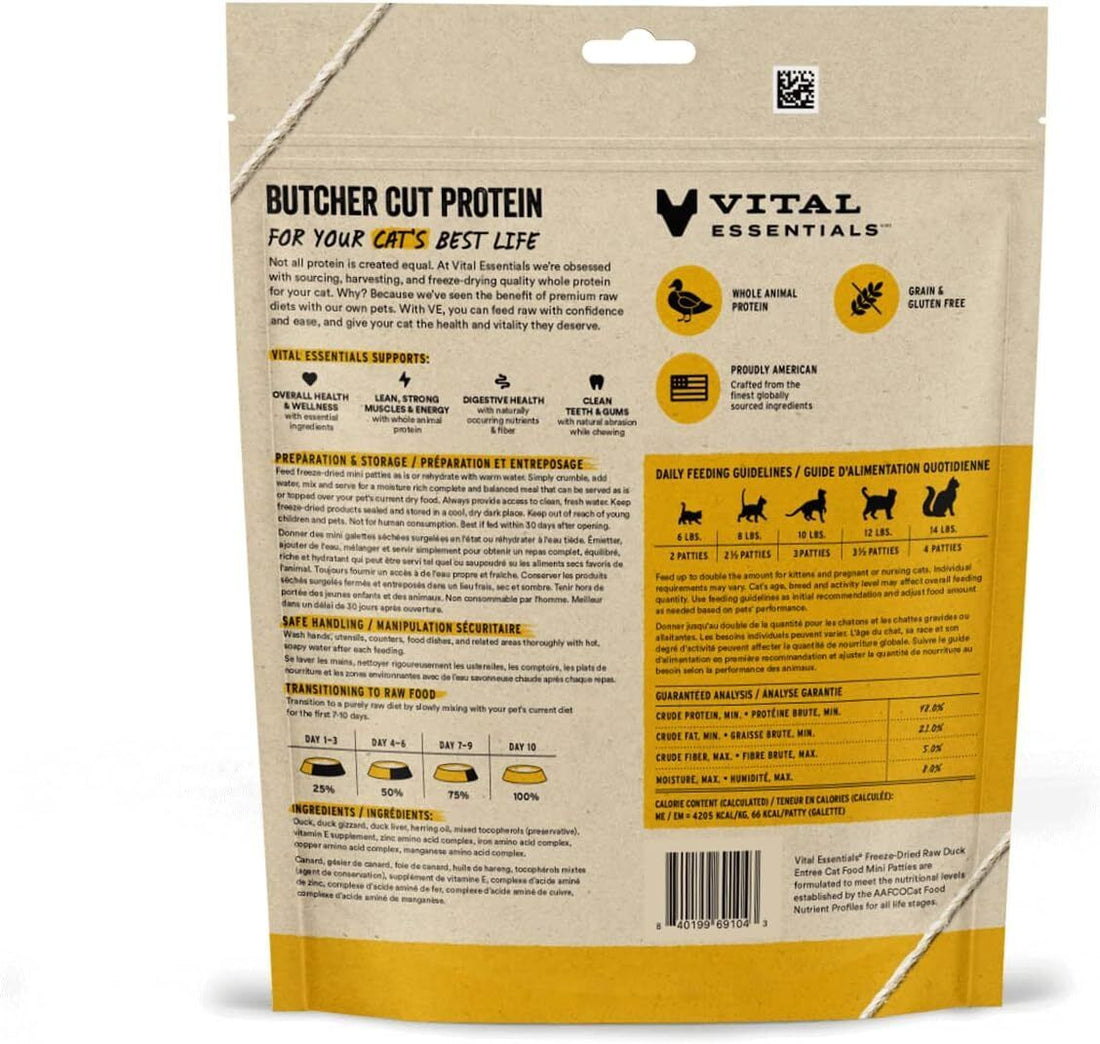 Vital Essentials 凍乾生肉主食 - 鴨肉 ( 迷你 肉餅 ) 貓糧  3.75oz / 8oz
