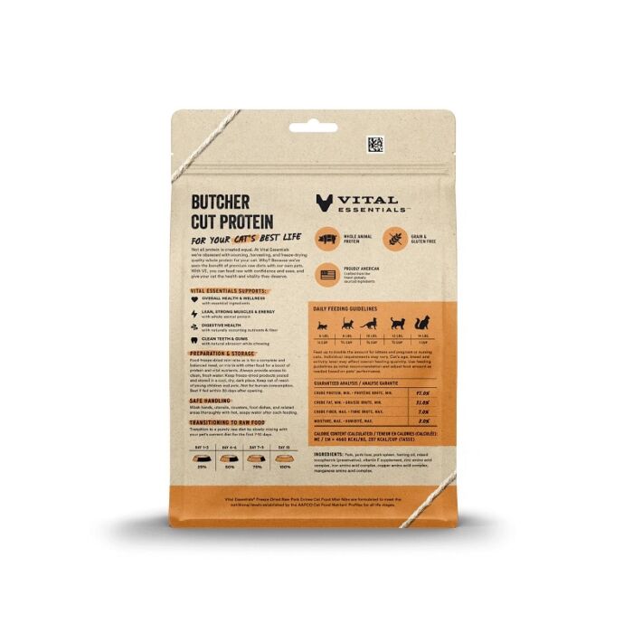 Vital Essentials 凍乾生肉主食 - 豬肉 (迷你粒) 貓糧 8oz / 12oz