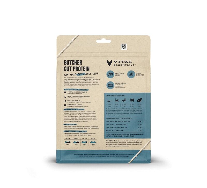 Vital Essentials 凍乾生肉主食 - 牛肉鷄肉 (迷你粒) 貓糧 8oz / 12oz