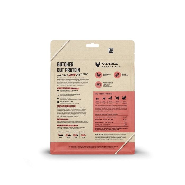 Vital Essentials 凍乾生肉主食 - 鷄肉 (迷你粒) 貓糧 8oz / 12oz