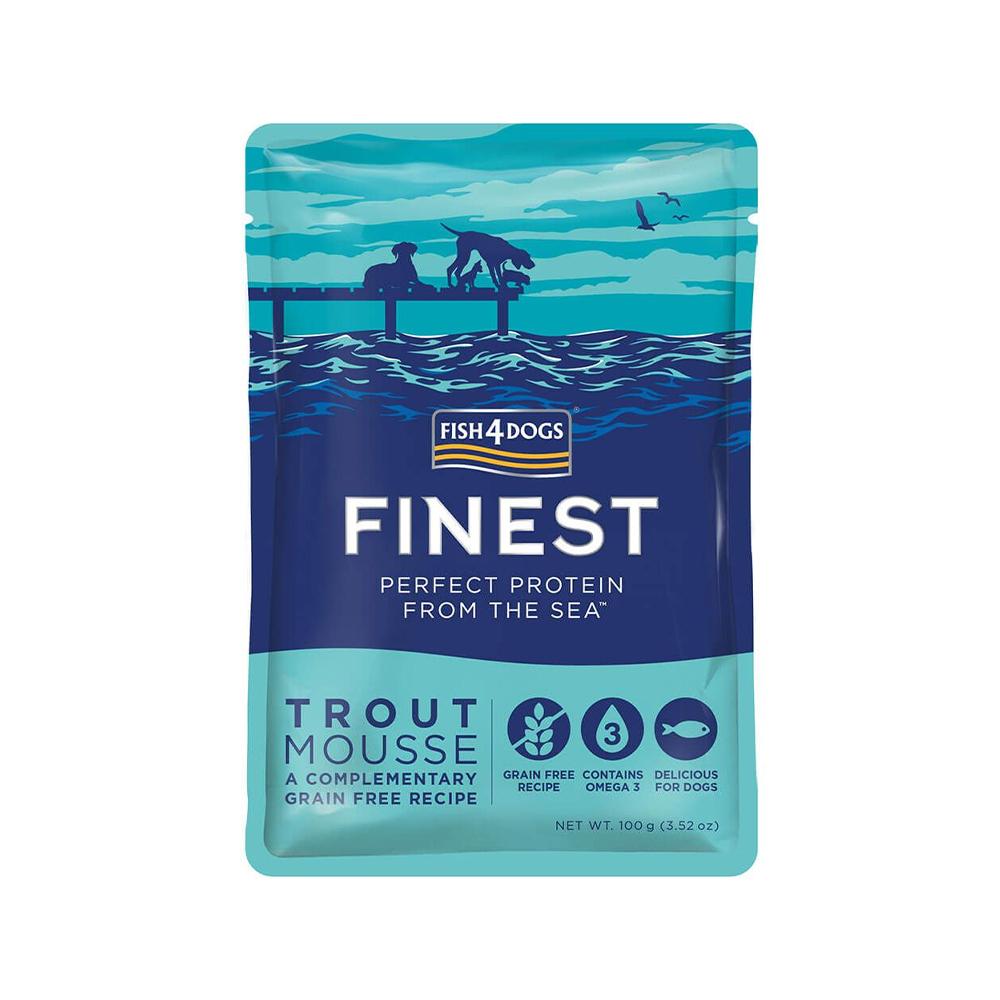 Fish4Dogs Premium Trout Mousse Dog Food Pouches 