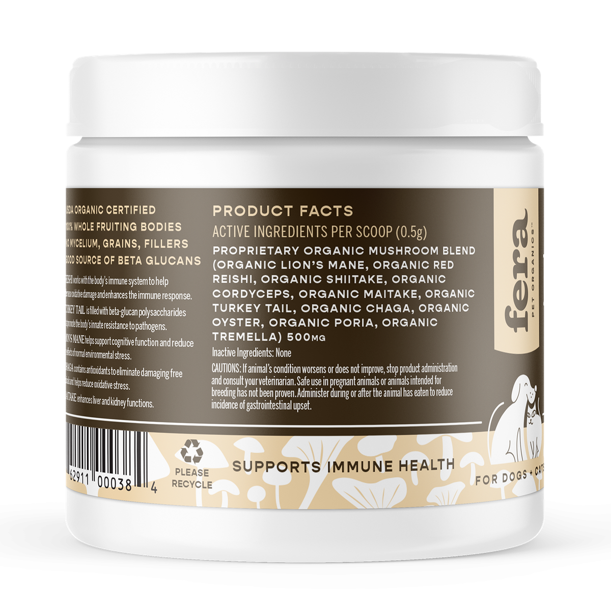 fera pets - USDA 有機靈芝菇菌免疫力營養粉 60g - 貓狗適用
