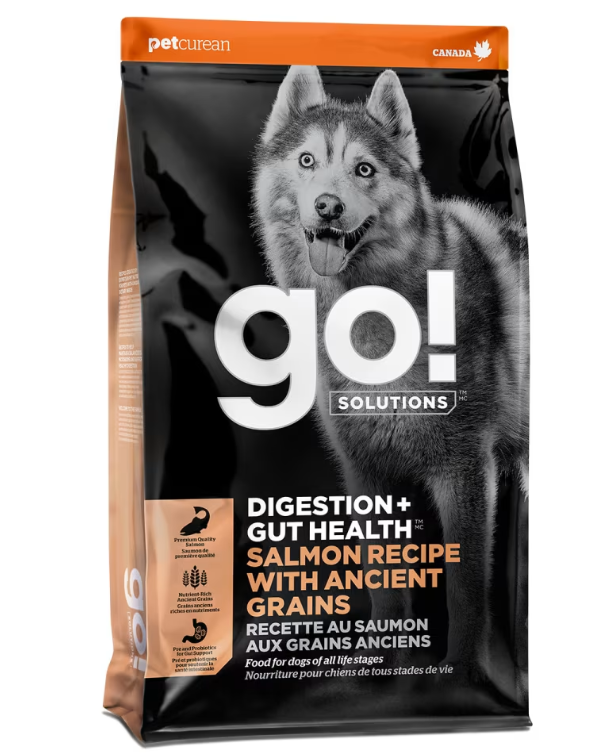Go! SOLUTIONS Dry Dog Food - Gastrointestinal Health Series - Salmon + Traditional Grain Formula for All Dogs