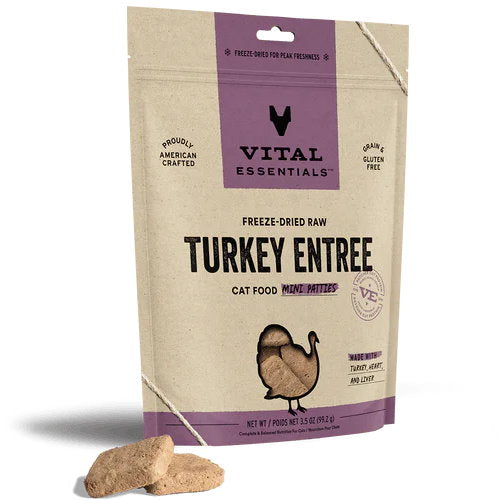 Vital Essentials 凍乾生肉主食 - 火鷄肉 ( 迷你 肉餅 ) 貓糧 3.75oz / 8oz / 15oz