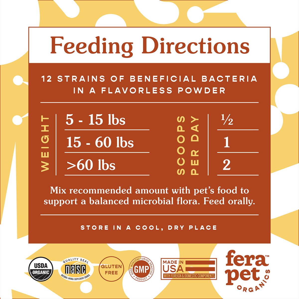 fera pets - USDA 有機益生菌及益生元營養粉 72g - 貓狗適用 (獸醫研發|美國製造)