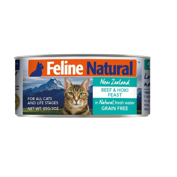 F9 Feline Natural 牛肉及藍尖尾鱈魚盛宴主食貓罐頭 85 g