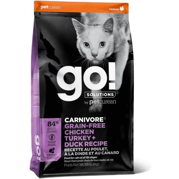 Go! SOLUTIONS Cat Dry Food - Vitality Nutrition Series - Grain-Free Chicken + Turkey + Duck Formula