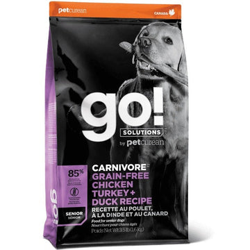 Go! SOLUTIONS Dry Dog Food - Vitality Nutrition Series - Grain-Free Chicken + Turkey + Duck Formula for Senior Dogs