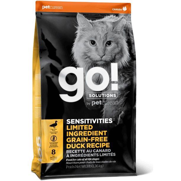 Go! SOLUTIONS Dry Cat Food - Hypoallergenic Coat Care Series - Single Protein - Duck Formula