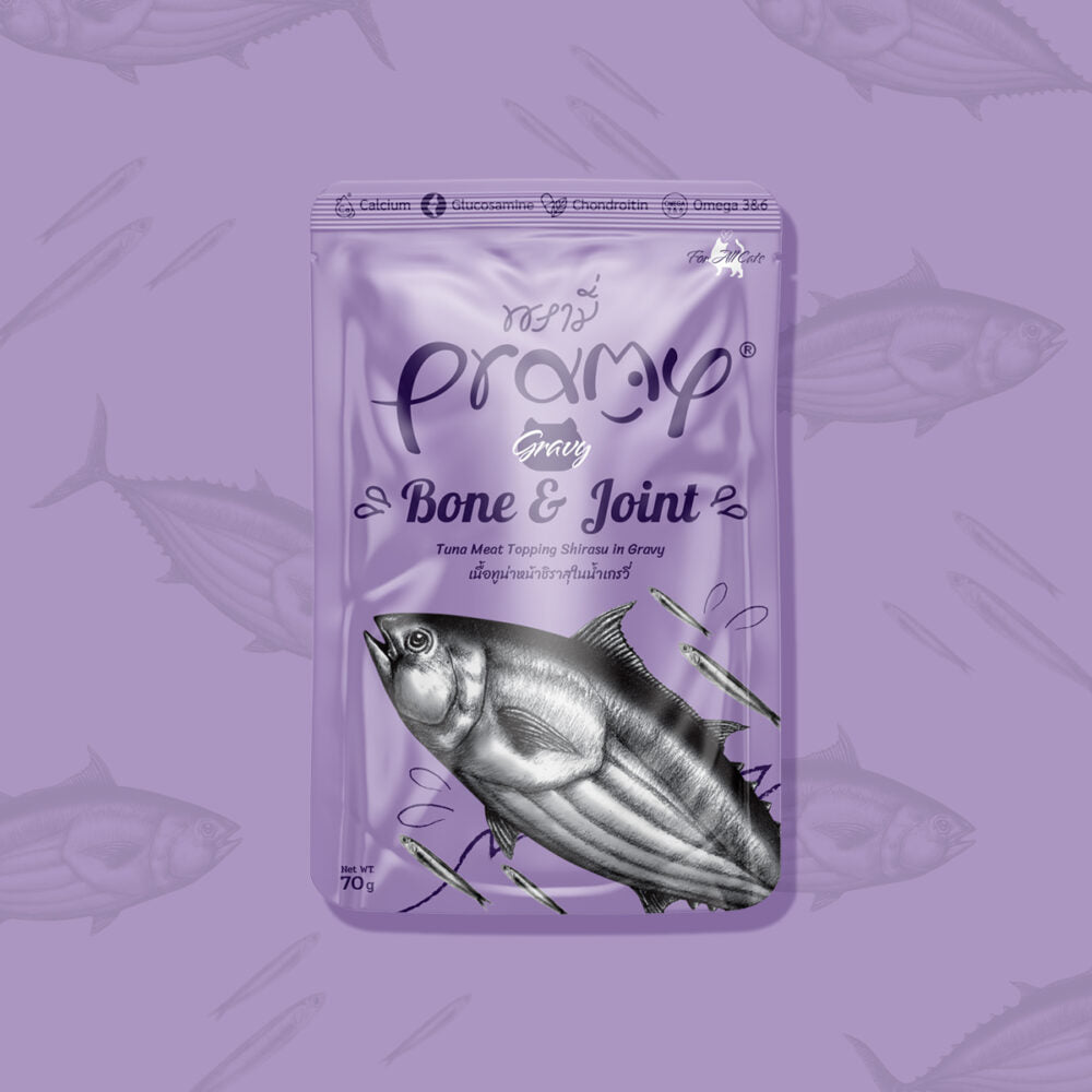 Pramy Functional Cat Wet Pack [Gravy Series] - Strengthens Bones and Joints / Premium White Tuna + Small Anchovies 70g