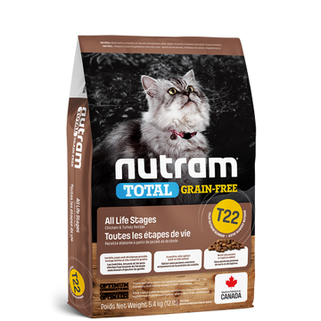 Nutram 加拿大紐頓貓乾糧 - T22 Total 無穀物 - 雞肉火雞配方 2kg / 5.4kg