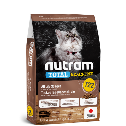 Nutram 加拿大紐頓貓乾糧 - T22 Total 無穀物 - 雞肉火雞配方 2kg / 5.4kg