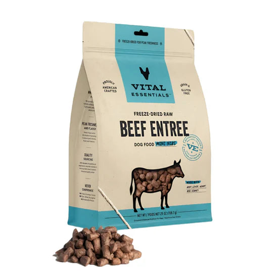 Vital Essentials 凍乾生肉主食 - 牛肉 (迷你粒) 狗糧 5.5oz / 14oz / 25oz