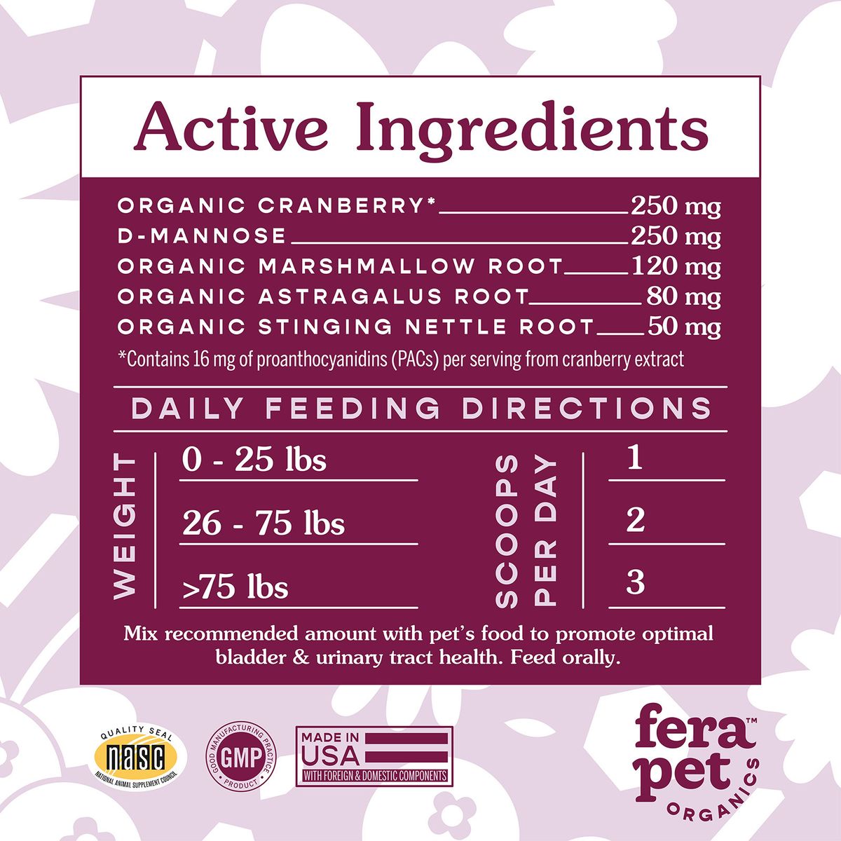 fera pets - 膀胱健康營養粉 61g - 貓狗適用 (獸醫研發|美國製造) 尿道 腎臟