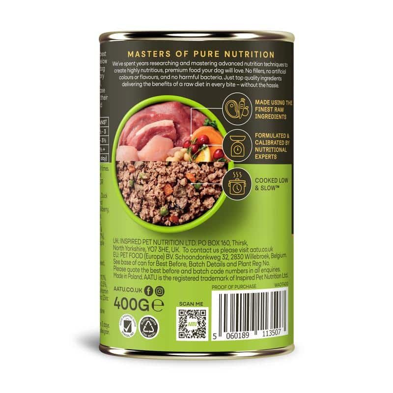 AATU全配方狗用主食罐頭 - 鴨肉、火雞肉400g
