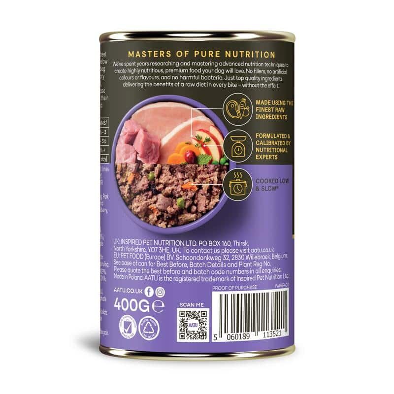 AATU全配方狗用主食罐頭 - 豬肉及野豬肉配方400g