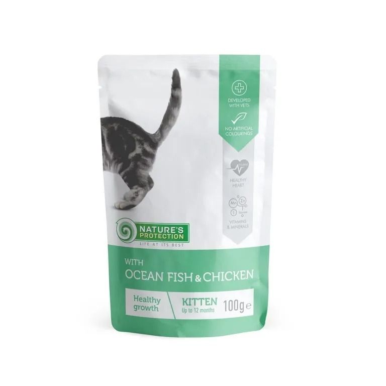 Nature‘s Protection 海魚+雞肉 幼貓健康成長 幼貓主食濕糧 (100g x 22包) Best Before 2028/03