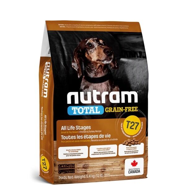 Nutram 加拿大紐頓狗乾糧 - T27 無穀物細粒 - 火雞雞肉及鴨肉配方 2kg / 5.4kg