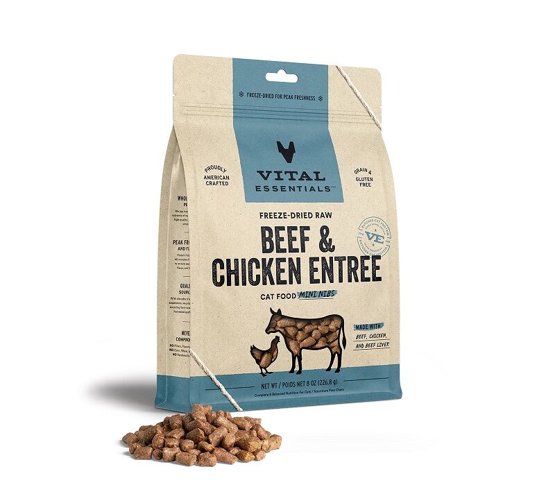 Vital Essentials 凍乾生肉主食 - 牛肉鷄肉 (迷你粒) 貓糧 8oz / 12oz