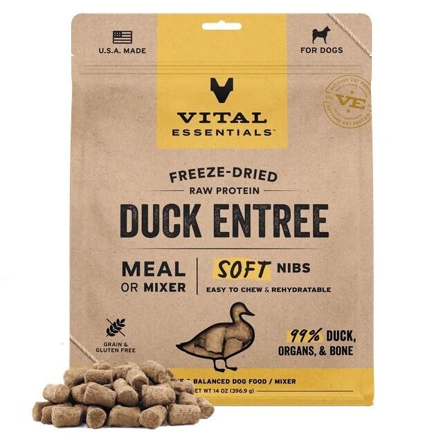 Vital Essentials 凍乾脫水生肉主食 - 鴨肉 (軟肉粒) 狗糧 14oz