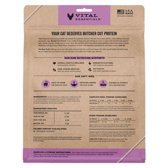 Vital Essentials 凍乾脫水生肉主食 - 火鷄肉 (軟肉粒) 貓糧 12oz