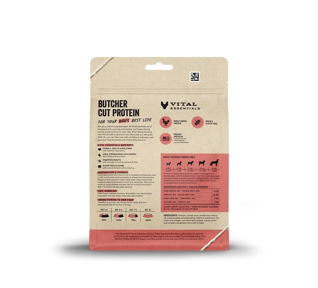 Vital Essentials 凍乾生肉主食 - 鷄肉 (迷你粒) 狗糧 5.5oz / 14oz / 25oz